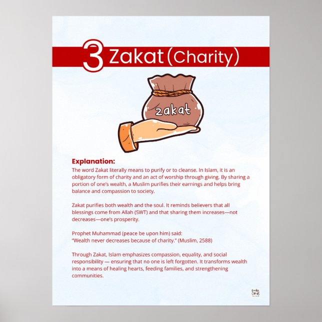 Pillars of Islam - Zakat (Charity) Red Poster (Front)