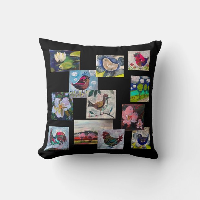 Pillon  with birds and flowers cushion (Front)