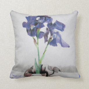 Pillow, 16x16 with "Purple Iris" by ALarsenArtist Cushion