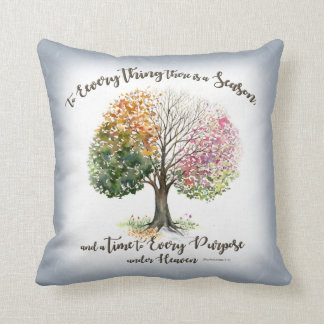 PILLOW 4 SEASON TREE BIBLE VERSE WATERCOLOR Grey