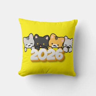 Pillow Adorable Cats 2026 New Year