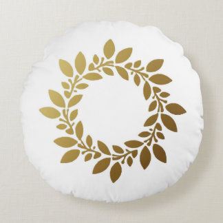Pillow and Pouf with Golden Leaf