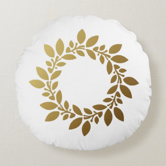Pillow and Pouf with Golden Leaf  (Front)