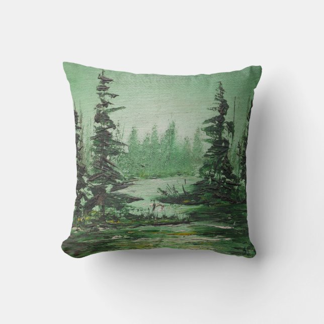 Pillow Ann Hayes Painting Green Forest (Front)