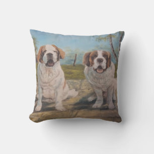 Pillow Ann Hayes Painting Two St Bernards