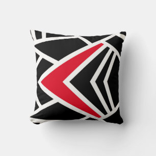 Pillow black, white & red in modern abstract style