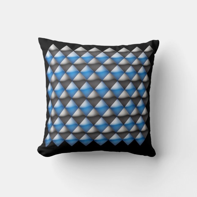 Pillow - Blue and Black 3-D Diamonds (Front)
