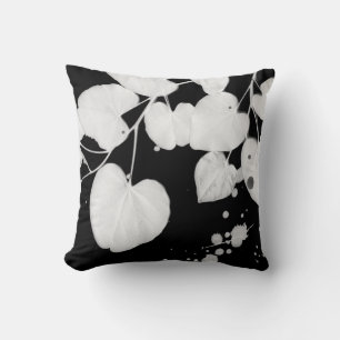 pillow bold black and white photo art leaf design
