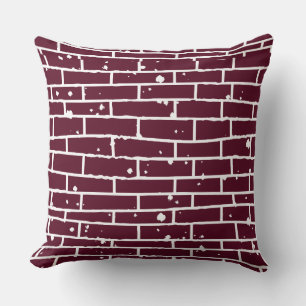 Pillow Burgundy Brick Wall Distressed Throw