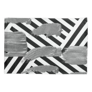Pillow Case Black & White Stripe Silver 