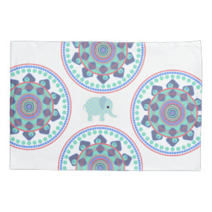 Pillow Case Blue Elephant Mandala