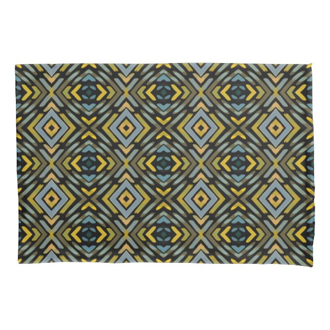 Pillow Case Blue Gold Black Tire Tread  (Front)