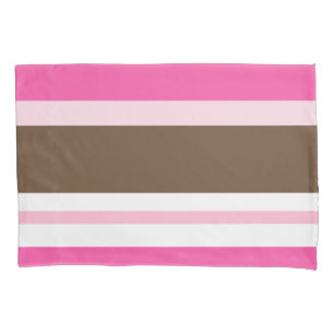 Pillow Case Brown & Pink Stripe