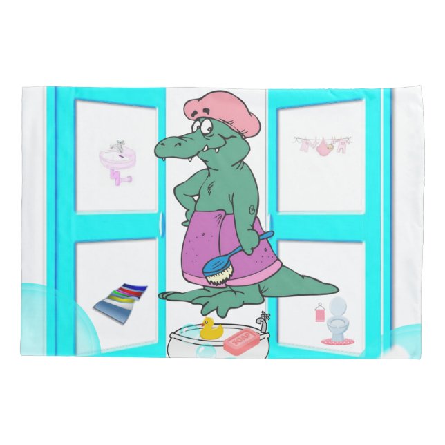 Pillow Case Bubble Bath Alligator  (Back)