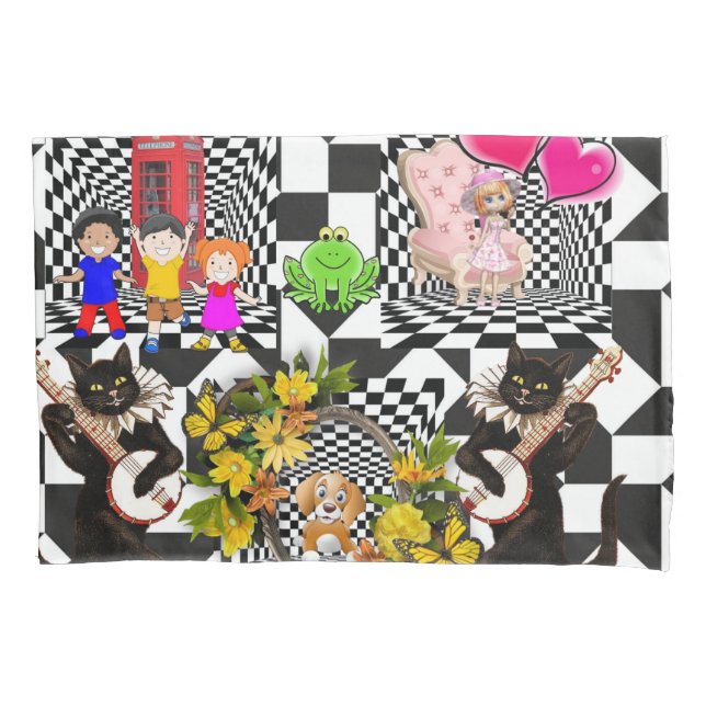 Pillow Case Cats Feline Hearts Dog (Front)