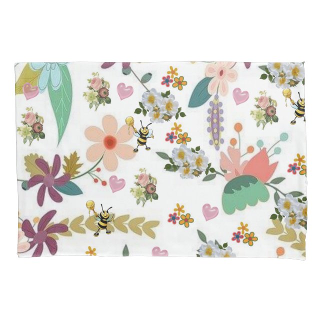 Pillow Case Floral Bumblebee (Front)