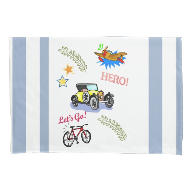Pillow Case  Hero Bicycle Car Aeroplane  (Front)