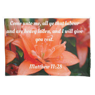 pillow case, scripture, oranrge, flower, quotes pillowcase