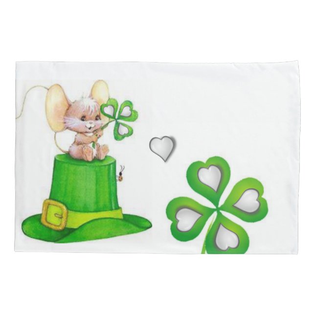 Pillow Case St. Patrick's Day Mice (Back)