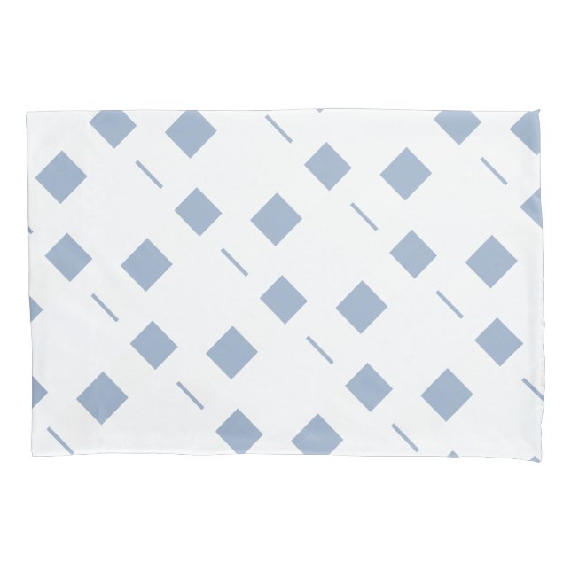 Pillow Case Stripe Square White and Blue (Front)