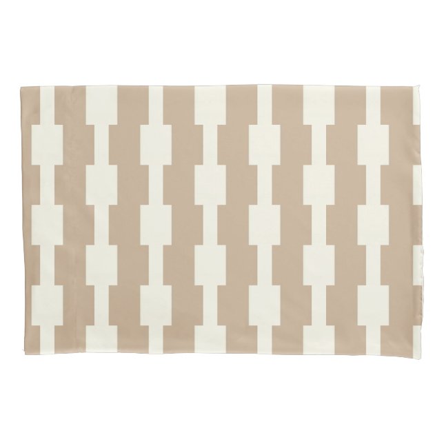 Pillow Case Stripe White and Beige (Front)