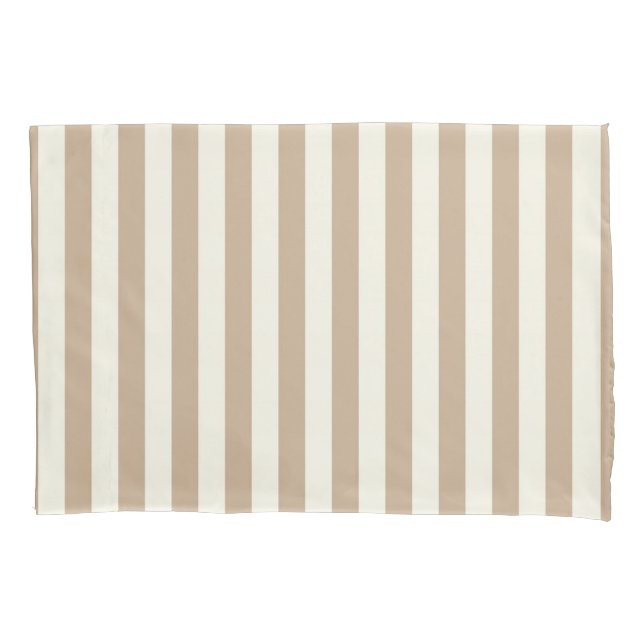 Pillow Case Stripe White and Beige (Front)