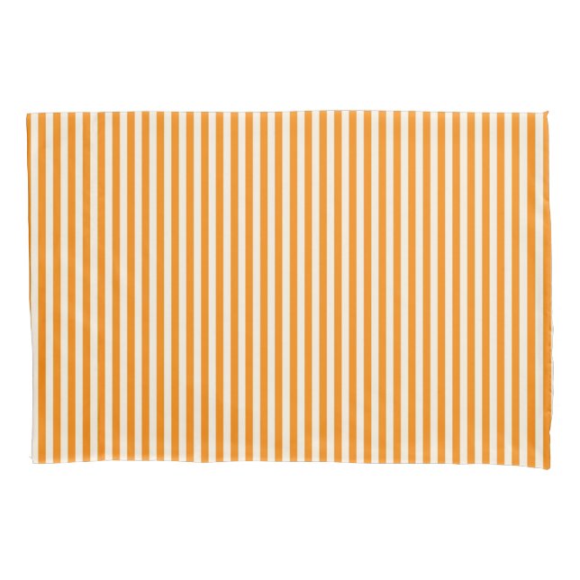 Pillow Case Stripe White and Orange (Front)