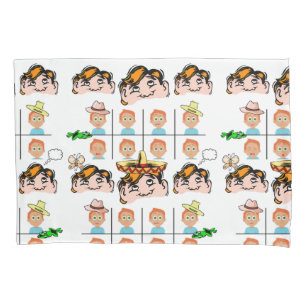 Pillow Case White Funny Faces Expressions 
