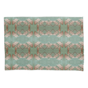 Pillow case with Green and copper Gingko print