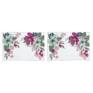 Pillow Cases Tropical Flower on White