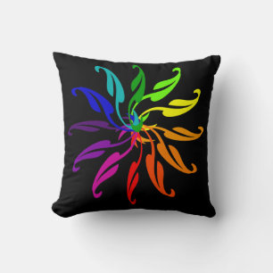 Pillow - Colour Wheel Leaves on Black