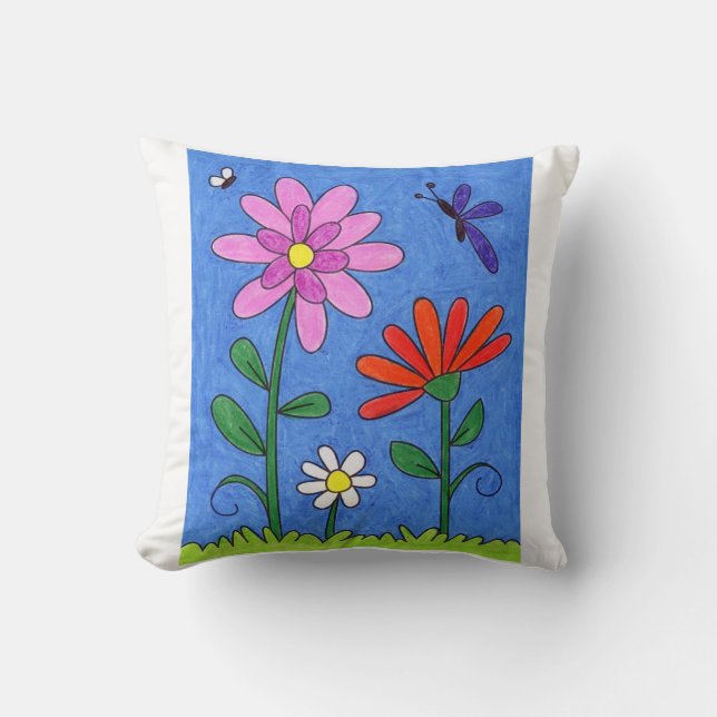 PILLOW COVER WITH COLOURFUL FLOWER DESIGN (Front)