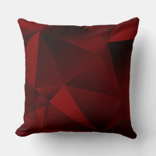 Pillow Crimson Faceted Geometric Diamond Throw