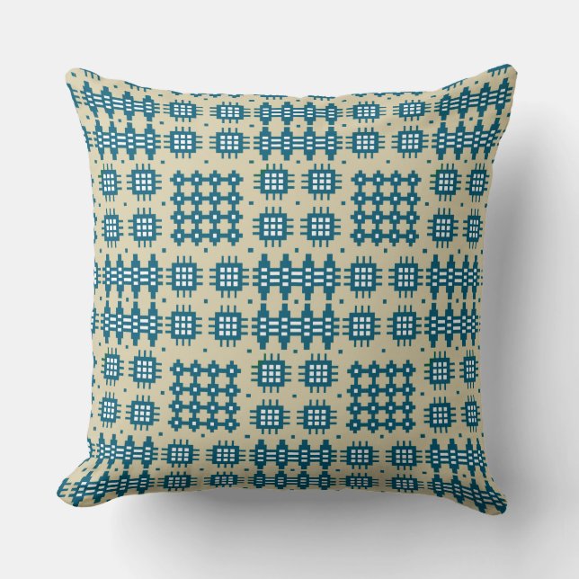 Pillow, Cushion Welsh Tapestry Pattern: Navy Taupe (Front)