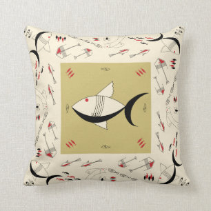 Pillow FABULOUS 1950s FISH Retro Vintage 200COLORS