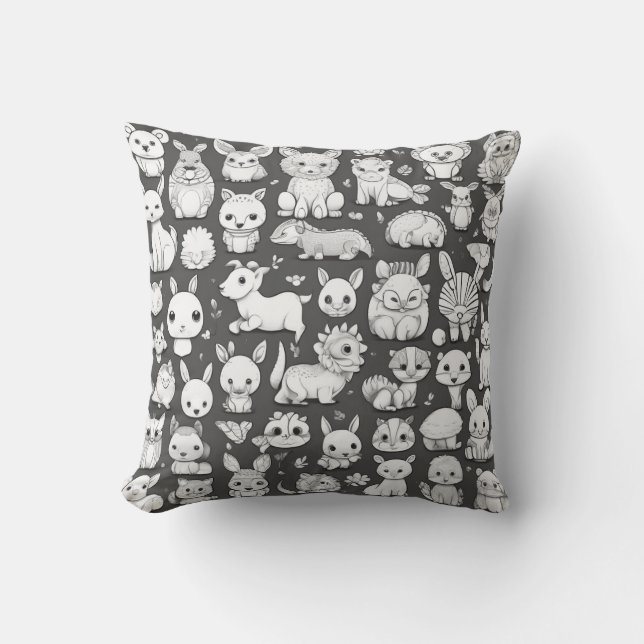 Pillow featuring 20 different adorable animals (Front)