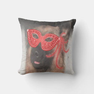 Pillow German Shepherd Mardi Gras Mask Red