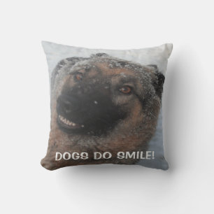 Pillow German Shepherd Smiling, Dogs Do Smile
