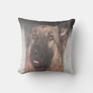 Pillow German Shepherd Sticking Tongue Out