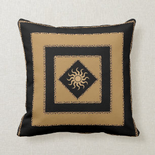 Pillow - Golden Brown Black Stripe w/sun centre