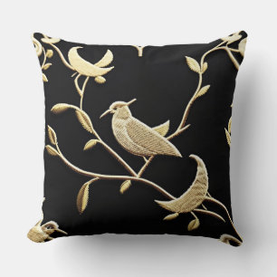 Pillow Golden Nightingale Gold Leaf\Throw Pillow