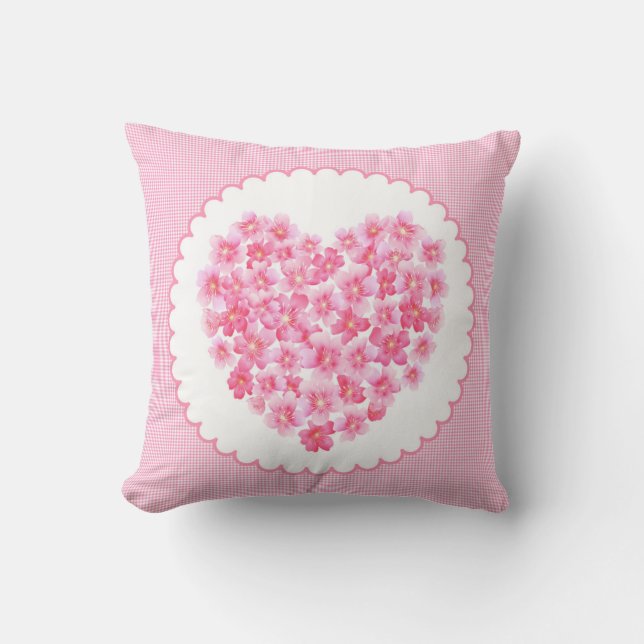 Pillow heart of pink flower (Front)