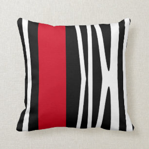 Pillow in modern abstract style, black, white &red