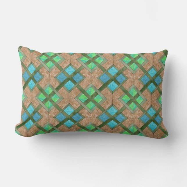 Pillow - Interlaced Squares on Brown (Front)