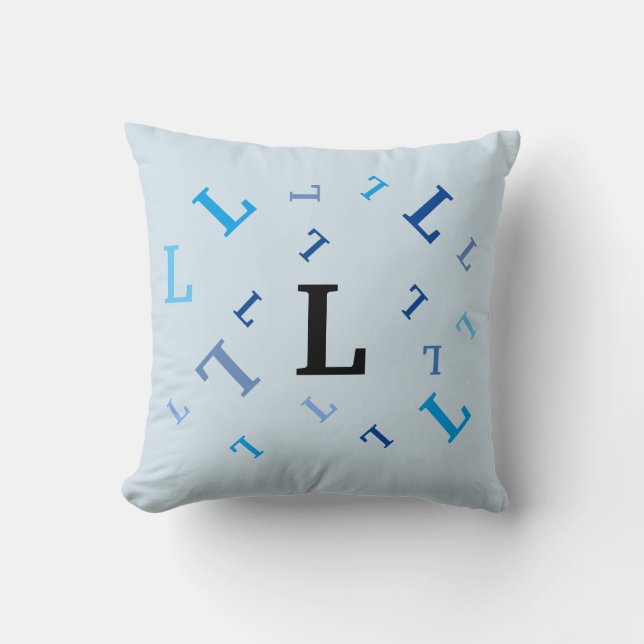Pillow - Jumbled Letters in Blue (Front)
