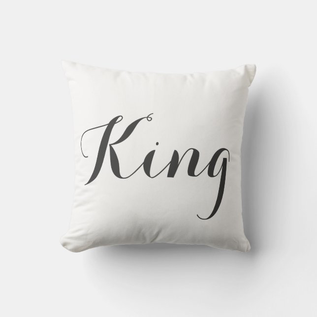 Pillow, King, white, black, typography Cushion (Front)