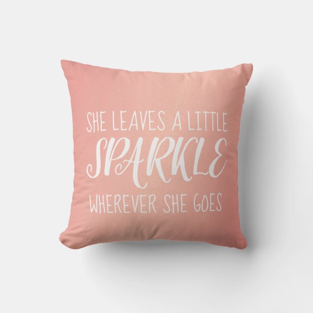 Pillow - Leaves Sparkle Confetti Pink (Front)