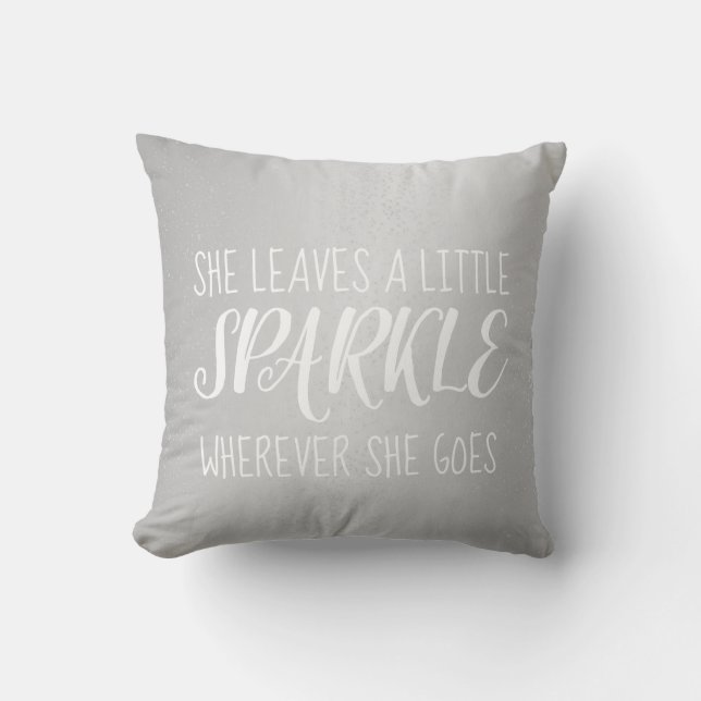 Pillow - Leaves Sparkle Confetti Silver (Front)