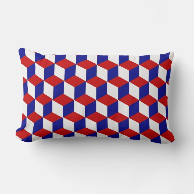 Pillow (lumbar) - Block illusion red, white, blue (Front)
