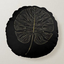 Pillow Luxe Gold Monstera Leaf Botanical Decor